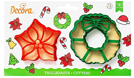 DECORA 0255038 JUEGO DE 2 CORTAPASTAS DE PLÁSTICO PARA GUIRNALDAS Y ESTRELLAS DE NAVIDAD