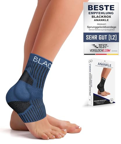 BLACKROX ankelbandage ankelrem med silikonstöd fotled bandage sport ankelbandage höger vänster kvinnor män fotbandage fotledsbandage häst, fotboll (S)