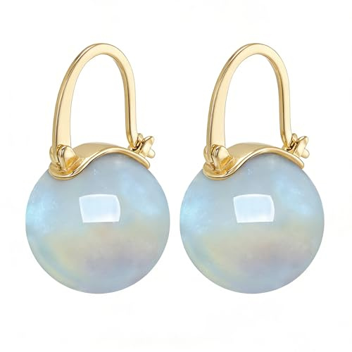 HUGE TOMATO Pendientes colgantes de perlas Akoya blancas, elegantes pendientes de plata de ley 925 de 14 mm con cierre chapado en oro de 14 quilates para mujer a la moda