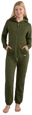 Basisstoff Jumpi Damen Jumpsuit Overall Onesie Einteiler Olivgrün Gr. M