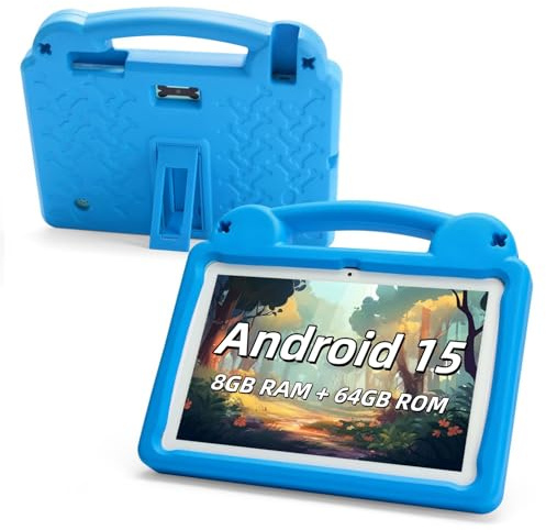 Barnsurfplatta – 10 tum Android 13 barnsurfplatta, 4 GB RAM 64 GB ROM, IPS HD 1280 x 800 småbarn surfplatta, WiFi 6, 2,0 MP + 5,0 MP, GMS, föräldrakontrollläge, barninnehåll och ögonskydd (blått och