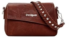 Desigual Bolso de mano PU para mujer, color marrón, talla única, Brown, One size