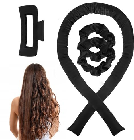 TAIHOBO 4 Stück Lockenwickler Über Nacht Set, Heatless Curls Band Weicher und Bequemer, Nicht Schädigender Locken Ohne Hitze für Langes Mittleres Haar, Rutschfest Wave Formers Über Nacht (Schwarz)