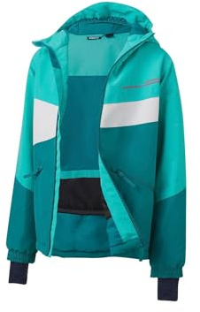Crivit Kinder & Jugendliche Ski Jacke Skijacke Girls wasserabweisendes Obermaterial (DE/NL/SE/PL, Numerisch, 134, 164, Regular, Mint-Green Abstract (158/164))