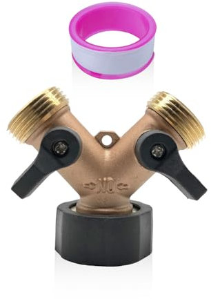 TYGFRT 1 Piece Of Hose Separator, 1 Piece Of Tape, Pipe Connector, Washing Machine Hose Splitter, Garden Faucet Splitter, Double Outlet Connector