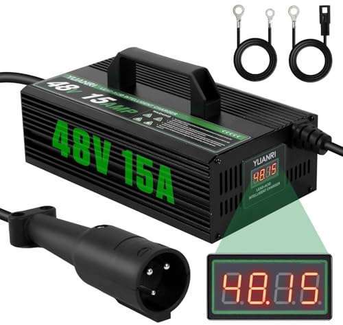 Club Car - Caricabatterie per carrello da golf, 48 V, 15 A, cavo da 4,6 m con carica di mantenimento per batterie al piombo da 48 V