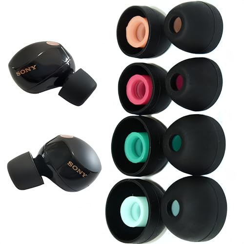 Rhinenet Silikon-Ohrhörer-Aufsätze für Sony 1000XM5/1000XM4/LinkBuds S/WF-C500/WF-C700N Ohrhörer WF WI XBA, mit Aufbewahrungsbox, 4 Paar (XS+S+M+L)