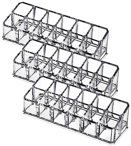 ADOCARN Porta Rossetto Organizer da Scrivania 12 Scomparti, Portaoggetti per Matite Sopracciglia e Espositore Lucidalabbra, Resistente e Leggero per Uso Professionale e Domestico