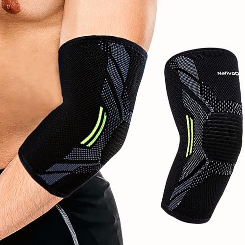 NativoDex Ellenbogenbandage – Kompressionsbandage für Ellenbogen, Bandage für Tennisarm, Golferarm, Sehnenentzündung, Arthrose, Sport - Armbandage Herren und Damen