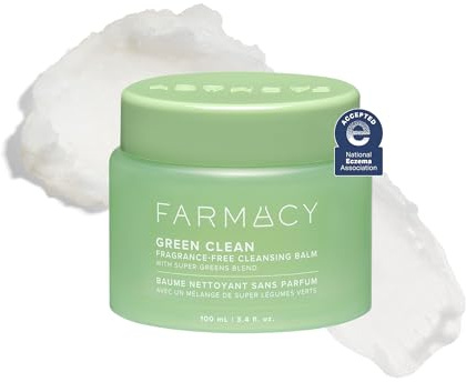 Farmacy Sensitive Skin Makeup Remover Cleansing Balm - Green Clean Waterproof Makeup Remover Balm + Oil Cleanser for Face - Melts Make Up + SPF - Hydrates + Softens Skin - Fragrance-Free (100ml)
