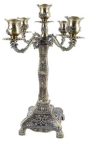 Tnfeeon Metal Arms Kandelaber, Vintage Ljusstake med Elegant Design för Romantiska Bröllop och Middagar (Brons fem huvuden)
