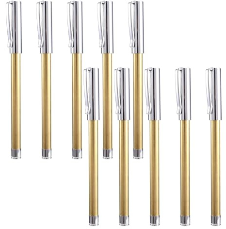 Akfldms Kits de Bolígrafos para Torneado de Madera, Paquete de 10, Bolígrafos de Punta Fina, Suministros para Torneado, Juego de, Accesorios para Torno, Plateados.