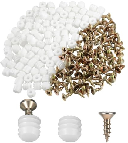 InnoHHustle 100 Sets Plastic Dowel Inserts and Mounting Screws, White