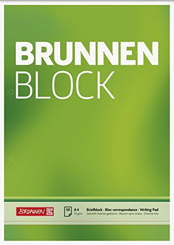 Brunnen 1052756 Briefblock / Schreibblock / Der Brunnen Block (A4, blanko, 50 Blatt, 70 g/m², 4-fach gelocht)