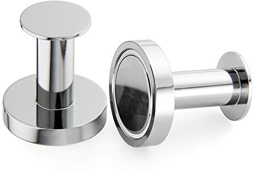 Mavoro Porte Manteaux Aimantés pour Accrocher Manteaux et Sacs, 2 Crochets Muraux Chromés Extrêmement Solides, Porte Manteaux pour Porte avec Aimant en Métal Néodyme Rare, Crochets Porte de Frigo