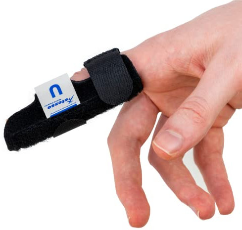 Actesso Neopren Fingerschiene - Linderung bei Fingerverletzungs, Triggerfinger, Hammerfinger und Schmerzen. Fur Zeigefinger, Mittelfinger, und Ringfinger, Einheitsgröße (Schwarz)