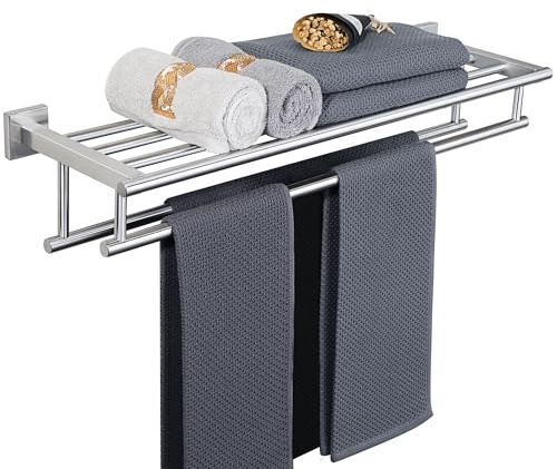 Alise Towel Rack,Towel Holder Towel Shelf with Double Towel Bars for Bathroom Lavatory,SUS 304 Stainless Steel Wall Mount Towel Hanger Storage,28 Inch Brushed Nickel,GZ8070-LS