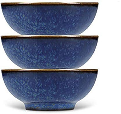 MIKASA Satori Small Japanese Dipping Bowls with Gold Rims, Porcelain, Indigo Blue, 8 cm, Set of 3