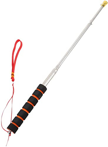 Namvo Rostfritt stål teleskopisk flaggstång hållbar bärbar handhållen undervisning utdragbar guide flaggstång med halkfritt grepp för turnéguider lärare (32 cm)