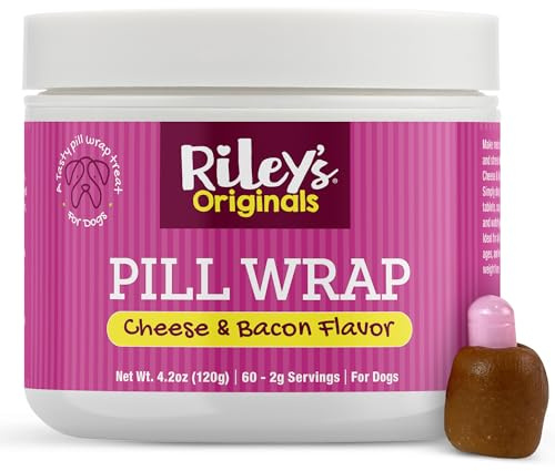 Riley's Pill Wrap for Dogs - Delicious Cheese & Bacon Flavored Pill Paste for Dogs - Wrap Pills, Capsules, Tablets in a Pocket or Pouch to Mask The Taste & Make Pill Time Fun - 4.2 oz