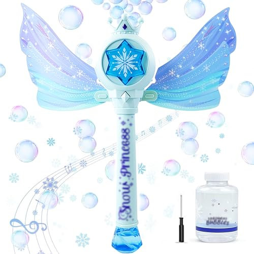 Bubble Machine,Zauberstab Seifenblasenmaschine mit Musik & Licht für Mädchen Kinder,Magic Wand Bubble,Buntes Seifenblasen Stab Spielzeug,Outdoor Bubble Toys für Partys Geburtstag,Zauberstab Kinder