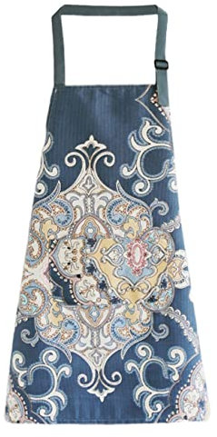 FAIRYGATE Blue Apron Floral Aprons for Women Adjustable Kitchen Vintage Flower Cooking Apron with Pockets Chef for Cooking Baking Gardening Funny A3914