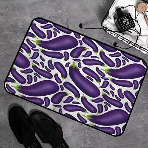 Memory Foam Badezimmer- 40 x 60 cm,Schöne Auberginen Köstliche Auberginen in abstrakter Darstellung Frisches Gericht Gesundes Essen Ge,Badteppich Saugfähige Rutschfester Badvorleger Waschbar Badematte
