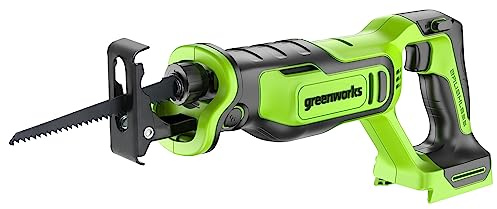 Greenworks 24V Brushless 1 Cordless Reciprocating Saw (3,000 SPM), Light Weight Compact Handsaw, Variable Speed Trigger, Tool Only