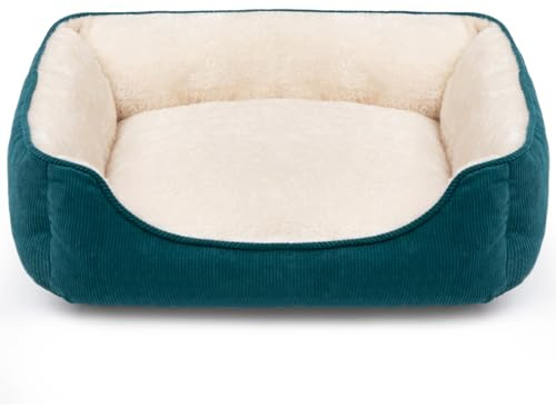 Hollypet Katzenbett Kleines Hundebett Haustierbett für Katzen und Welpen, Weiches Haustierschlafbett Atmungsaktives Haustierkissen, Grün (55 * 45 * 15cm)