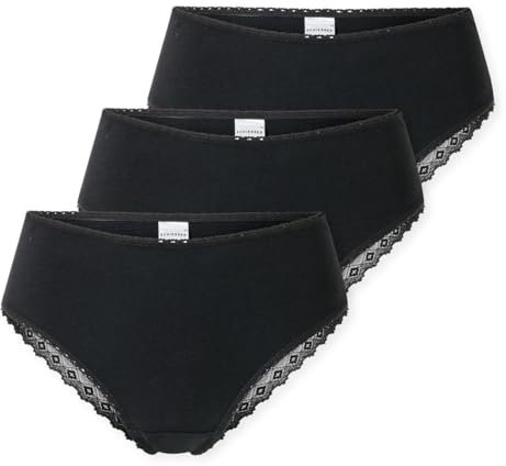 Schiesser Damen 3 Pack Brazilian Slip Unterwäsche mit Spitze - Modern Multipacks, schwarz_182905, 40