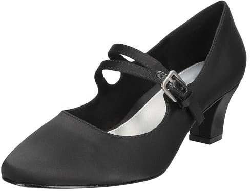 Easy Street Women's Meryl Pump, Black Satin, 6.5 Wide