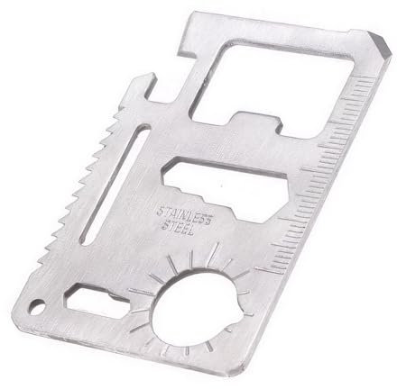 CABLEPELADO - Tarjeta Multiherramienta 11 en 1 de Acero Inoxidable – Herramienta de Supervivencia Compacta con Funda – Ideal para Camping, Emergencias y Uso Diario.