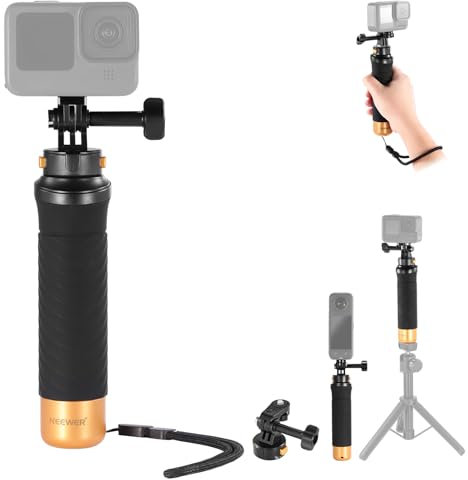 NEEWER Empuñadura Flotante para cámara de acción con Adaptador de Montaje de liberación rápida, Adaptador de Tornillo de 1/4 Pulgadas y Correa de muñeca, Kit de Accesorios de Mango Submarino