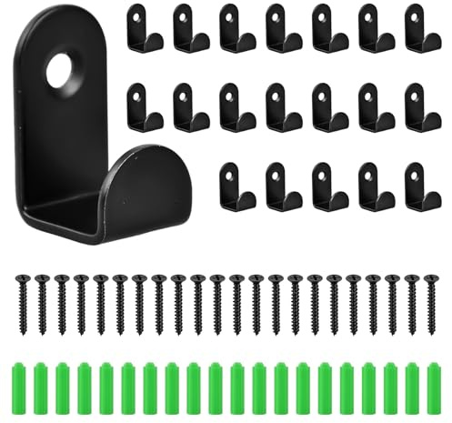 20 Ganchos para Abrigos, Mini Ganchos, Gancho Simple Negro, con 20 Tornillos de Expansión, Ganchos de Pared Atornillables, para Colgar Abrigos y Toallas, Adecuados para Dormitorio, Baño y Cocina