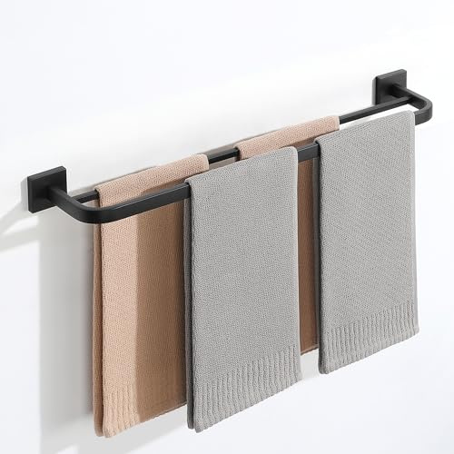 Mooche Porte-Serviettes Mural en SUS304 Acier Inoxydable, Barre Porte Serviette Longueur 57.8 CM, Porte Serviette Salle de Bain Durable pour Salle de Bain, Cuisine, Maison, Noir