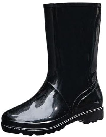 Bottes de pluie pour femme mi-hautes - Bottes en caoutchouc festival bottines plates en caoutchouc multicolores paillettes imperméables bottines tige large antidérapantes chaussures de pluie légères