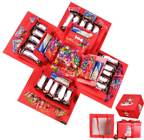 5-Layer And Explosion Gift Box,Snack Explosion Box, Scrapbooking f For Gift Explosions Boxes,Surprise Boxes with Bow Ribbon,Creative Surprise Container‌ for Anniversary Festival Record Memories