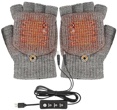 Gants Chauffants pour Hommes - Mitaines Chauffantes USB 5V | Gants Chauffants À Température Réglable,pour Camping Ski Football Golf Motocyclisme Travail en Plein Air Travail de Bureau