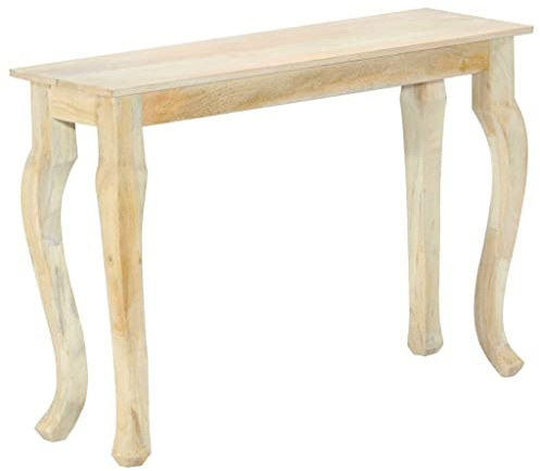 Pyvara Konsolbord massivt trä mango 110 x 35 x 77 cm med blekfinish, polerad och lackerad, stabilt matbord för matsal, kök, vardagsrum, modern design