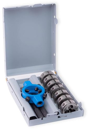 GSR PROFI Schneideisen-Set 8-tlg. M3–M12 | HSS-G Gewindeschneider für Außengewinde | Ø 25 × 9 mm | mit Schneideisenhalter | in Metallkassette | für Stahl, Metall, Handwerk & Industrie