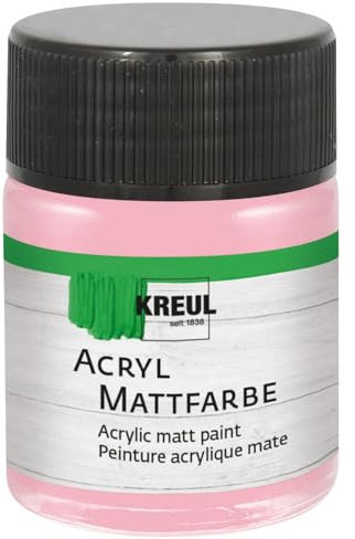 KREUL 75545 - Acryl Mattfarbe, pastellrosa im 50 ml Glas, cremig deckende, schnelltrocknende Farbe auf Wasserbasis, für viele verschiedene Untergründe geeignet
