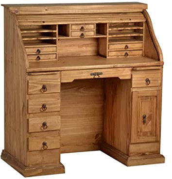 MiaMöbel Sekretär Mexico Möbel 120x125x58 cm Landhausstil Massivholz Pinie Honig