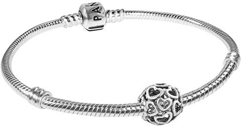 PANDORA Hearty 79244 - Bracciale da donna in argento magico, idea regalo elegante per donne alla moda, 19 cm, Argento sterling, Senza pietre.