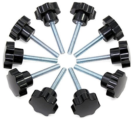 HSeaMall 10 Stück Sterngriffschraube M6 x40mm Sternkopfschraube Möbelgriff Rändelschraube Schwarz für Werkzeugmaschinen, Mechanische Geräte