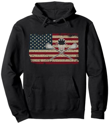 American Flag Lacrosse USA Lax Player Gift Idea Pullover Hoodie
