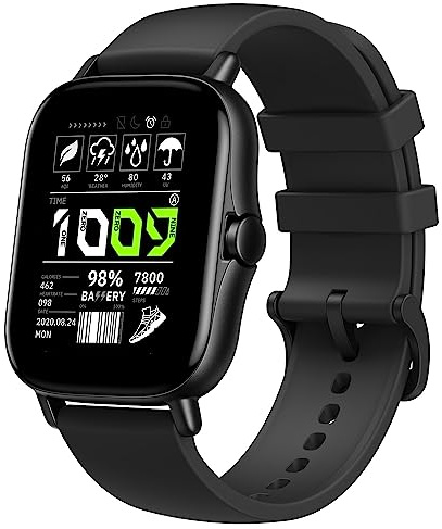 Amazfit GTS 2 Smartwatch für Android Phone iPhone, mit Alexa Integriert, GPS Fitness Uhr für Herren Damen, 7 Tage Akkulaufzeit, 90 Sportmodi, Blutsauerstoff Herzfrequenz Tracking, Wasserdicht, Schwarz