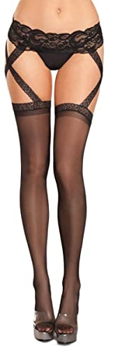 Collant a Giarrettiera da Donna Calzamaglie Sexy Calze Sottili in Rete con Finta Coscia Calze per Reggicalze Vita Alta Elegante Morbido e Resistente Nylon Calzini Alti Fantasia Taglia Unica (Fino)