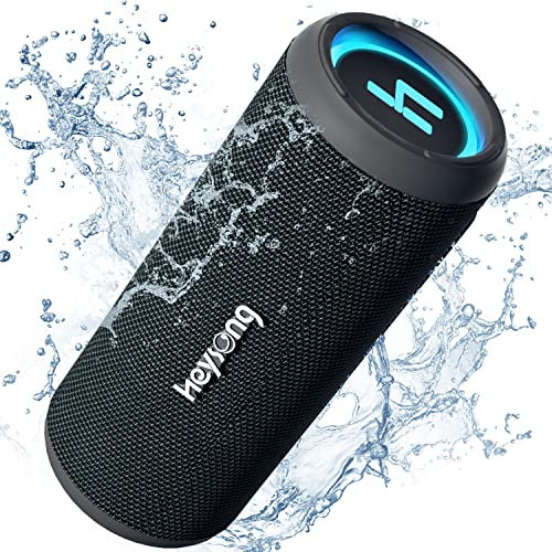 HEYSONG Bluetooth Lautsprecher, Musikbox Tragbarer Kabellos mit Licht, Wasserschutz Boxen und 360° Surround Sound, Dualen Bass-Treibern, TF Karte, USB Stick, Pool, Home, Garten Zubehör
