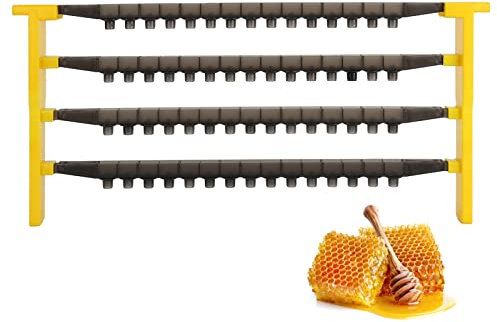 Natudeco 60 Zellen Queen Bee Aufzuchtrahmen, Queen Bee Kammer Set Queen Bee Kammer Becherhalter Bienenzucht Leicht Seitenbalken Imkerbedarf für Imker