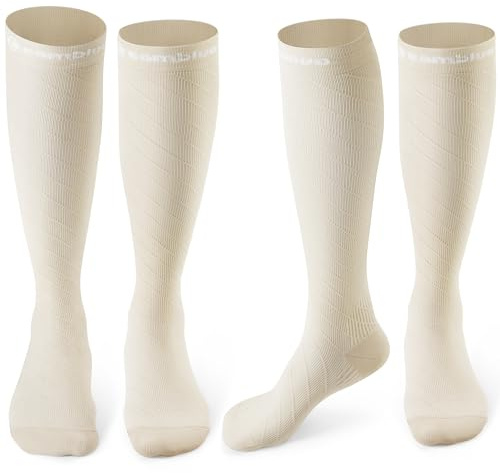 CAMBIVO Compression Socks for Women & Men 2 Pairs, Flight Socks Compression Stockings Running Socks for Calf & Ankle Support, Sports, Flying, Maternity Pregnancy, Nurses, Travel